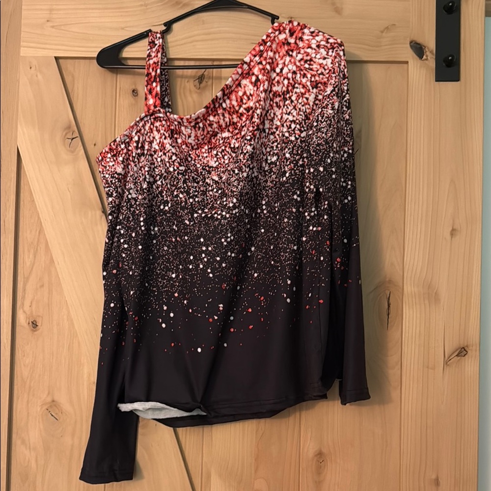 Stylish One-Shoulder Pink & Black Women's Top